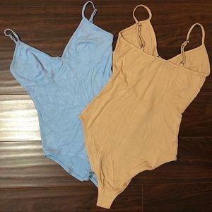BUNDLE - 2 Forever21 Baby Blue & Tan Bodysuits